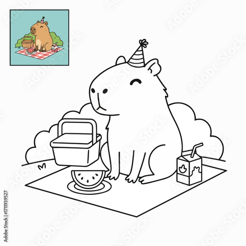 A Capybara's Delightful Picnic Adventure on a Sunny Day