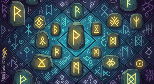 Mystical Runes - Ancient Symbols of Divination and Norse Mythology.