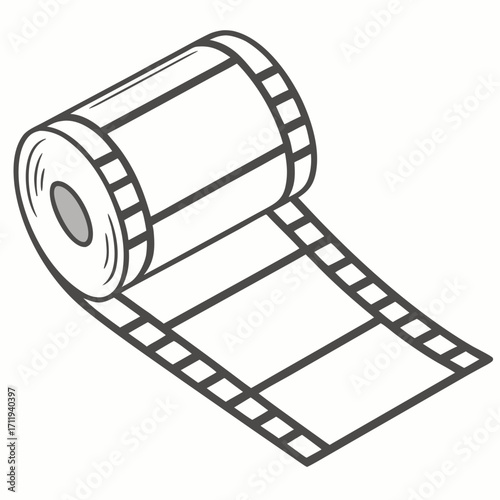 Classic film reel unrolling with blank frames for content creation