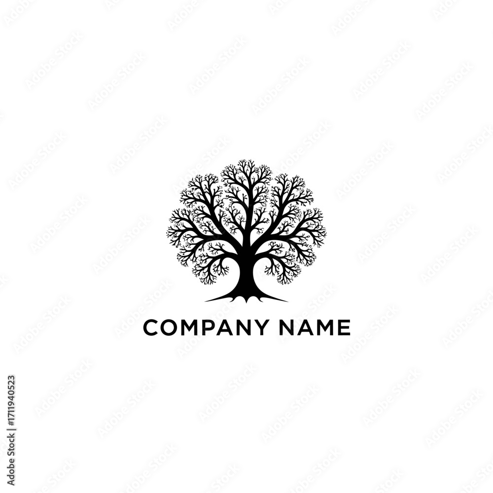 Obraz premium Silhouette of a Majestic Tree with Intricate Branches and Roots.