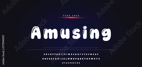 Vector of modern comical font and alphabet. Playful style font design, colorful childish alphabet, letters and numbers vector illustration