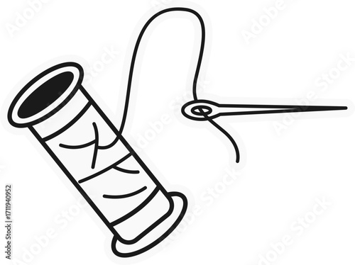 Needle and thread outline icon — sewing and tailoring tool illustration