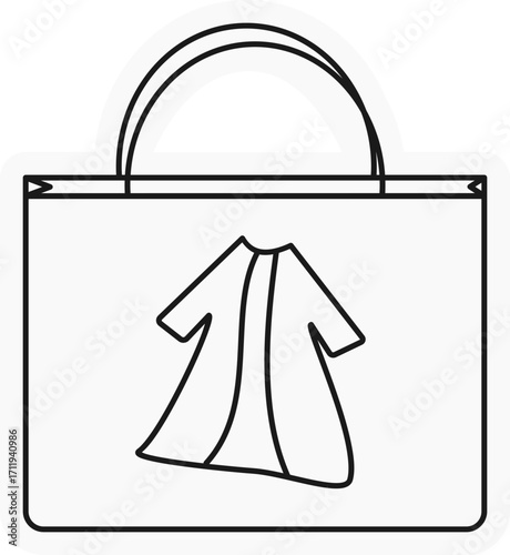 Shopping bag with abaya logo outline icon — modest fashion store illustration