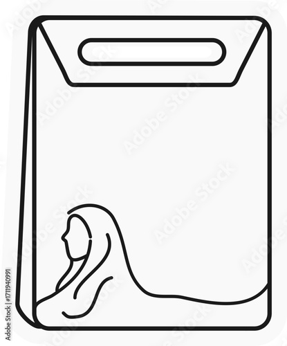Shopping bag with abaya logo outline icon — modest fashion store illustration