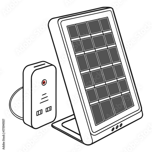 Portable solar panel charger with power bank for outdoor and emergency use