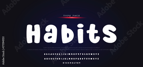 Vector of modern comical font and alphabet. Playful style font design, colorful childish alphabet, letters and numbers vector illustration