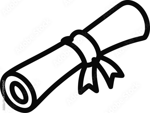 Rolled diploma tied with ribbon scroll rolled paper