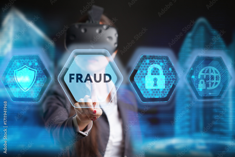Obraz premium Fraud Alert Caution Defend Guard Notify Protect Concept.