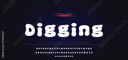 Vector of modern comical font and alphabet. Playful style font design, colorful childish alphabet, letters and numbers vector illustration