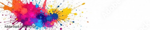 Vibrant, colorful paint splatters on a white background Perfect for design projects needing a bold, artistic touch A dynamic explosion of hues and textures , paint, color, artwork