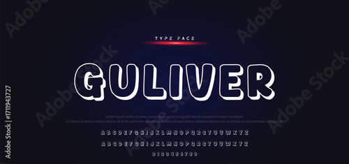 Vector of modern comical font and alphabet. Playful style font design, colorful childish alphabet, letters and numbers vector illustration