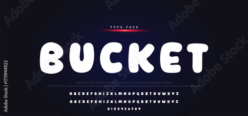 Kids style colorful font design, playful childish alphabet, letters and numbers vector illustration