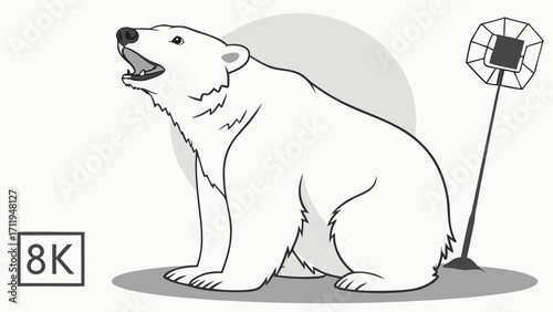 Cartoon Polar Bear Illustration Studio Lighting 8K Resolution Animal Clipart Wildlife Design.