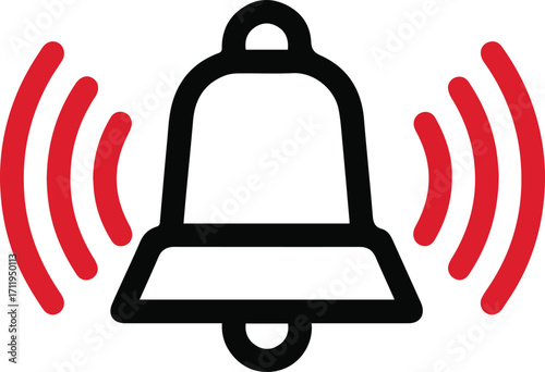 Alert notification bell ringing sound waves silhouette