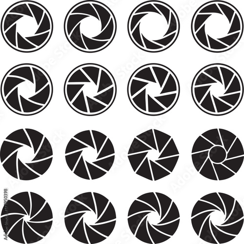 Set of Camera Aperture Blades Icons lens photography
