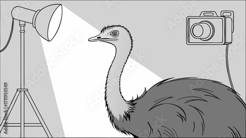 Studio Photograph of a Flightless Bird.