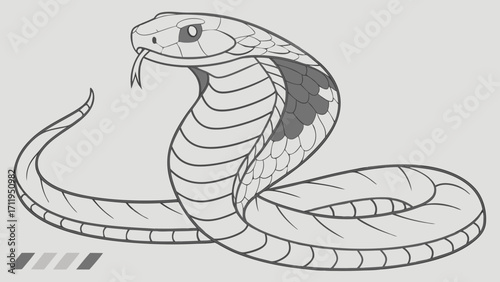 Stylized Cobra Snake Illustration Monochrome Reptile Design Tattoo Art Graphic Design Element.