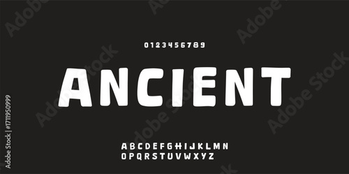 Cartoon audacious alphabet, playful uneven letters, bold geometric graffiti font for kid toy logo, youthful lettering, joyful headlines, and comic book typography. Vector typeset.