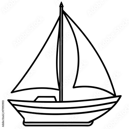 Minimal Sailboat Line Vector