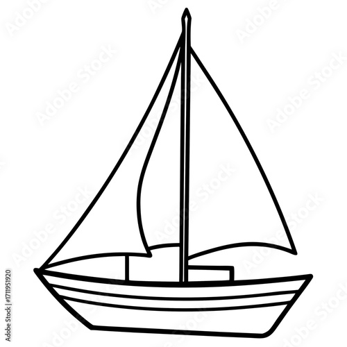Minimal Sailboat Line Vector