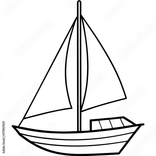 Minimal Sailboat Line Vector