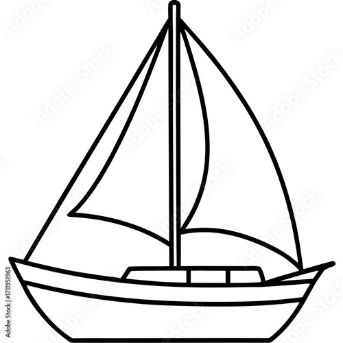 Minimal Sailboat Line Vector