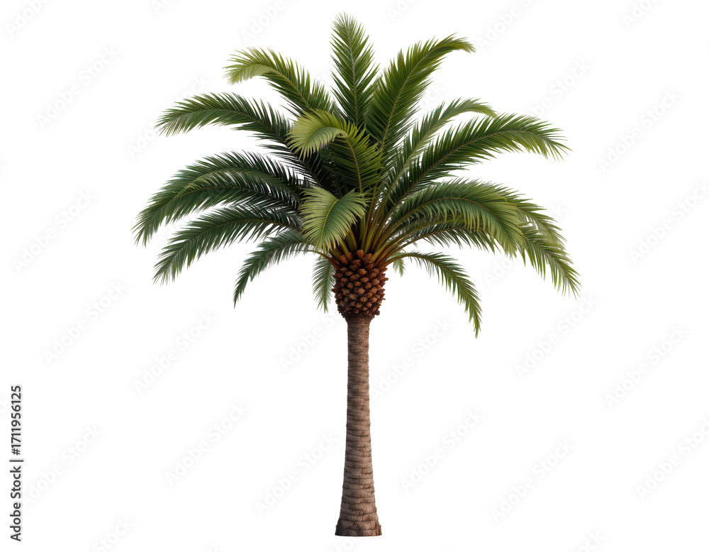 Obraz premium Lush Green Palm Tree with Thick Trunk and Vibrant Fronds