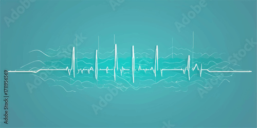 Abstract medical heart wave graph showing a heartbeat pulse line that forms a heart shape, resembling a digital ECG monitor illustration