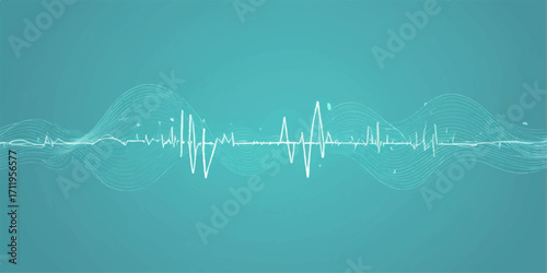 Abstract ECG cardiogram heartbeat line on a blue monitor wave graph for medical health illustration