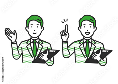 案内,指をさす,スーツ男性2
