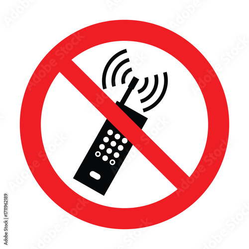 ISO 7010 P013 No Activated Mobile Phone Safety Sign, Prohibition Symbol for Signal Interference and Workplace Compliance.