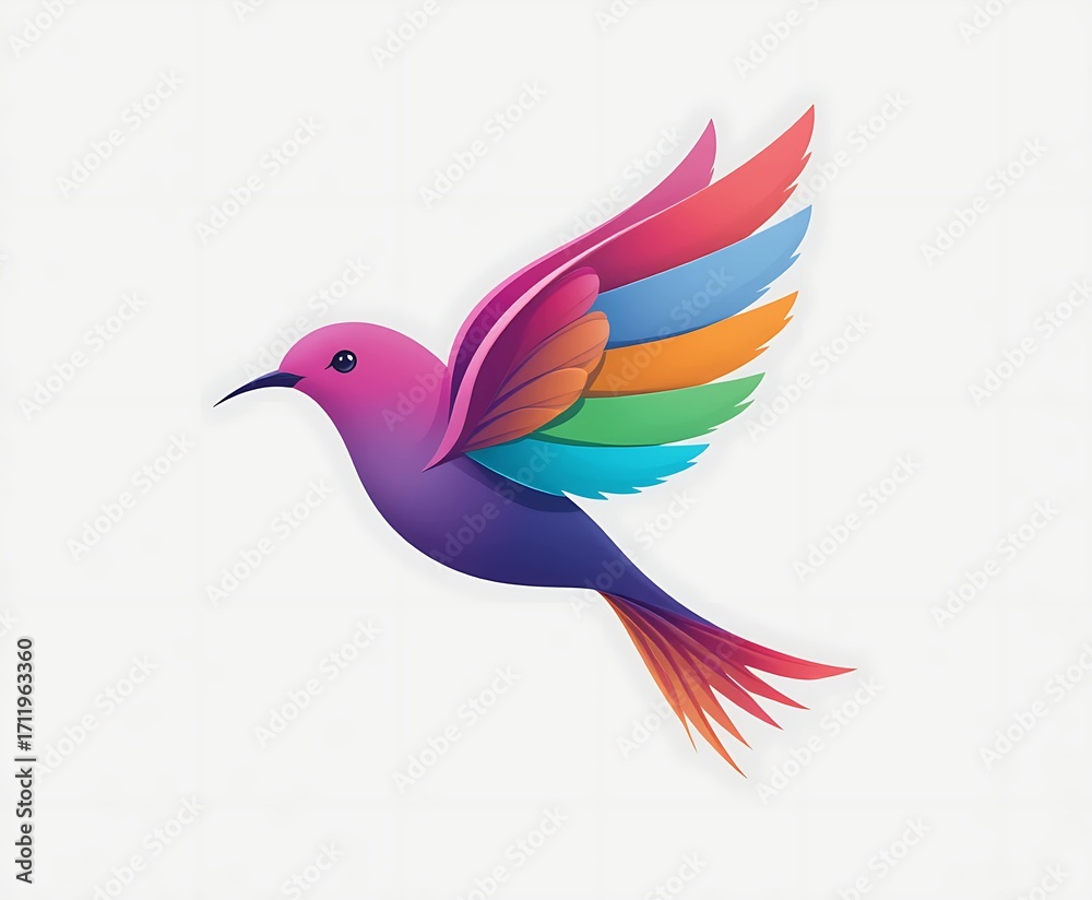 Obraz premium abstract colorful bird on white background, vector illustration