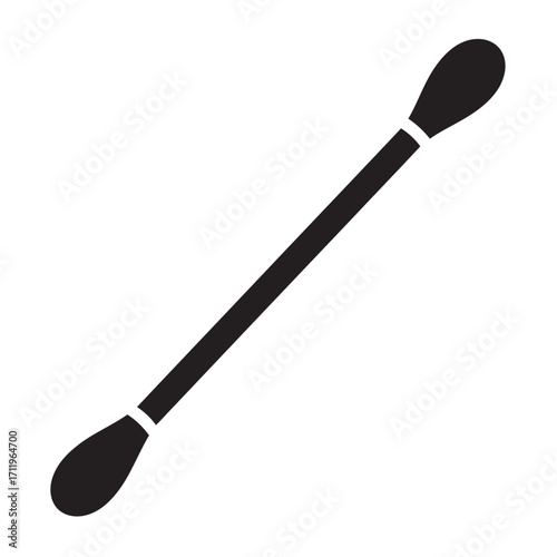 black and white silhouette of Cotton swabs vector on white background