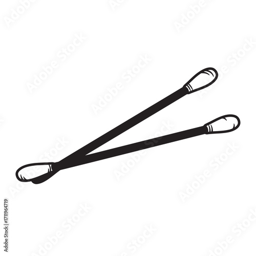 black and white silhouette of Cotton swabs vector on white background