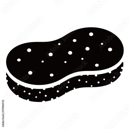 black and white silhouette of a Bath sponge vector on a white background