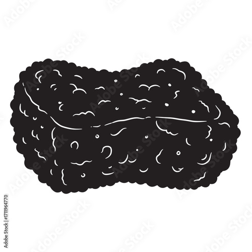 black and white silhouette of a Bath sponge vector on a white background