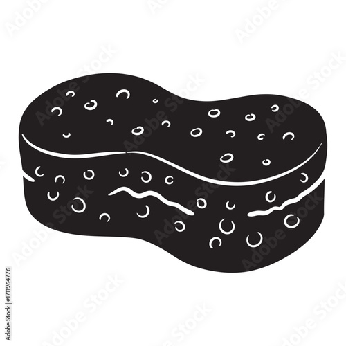 black and white silhouette of a Bath sponge vector on a white background