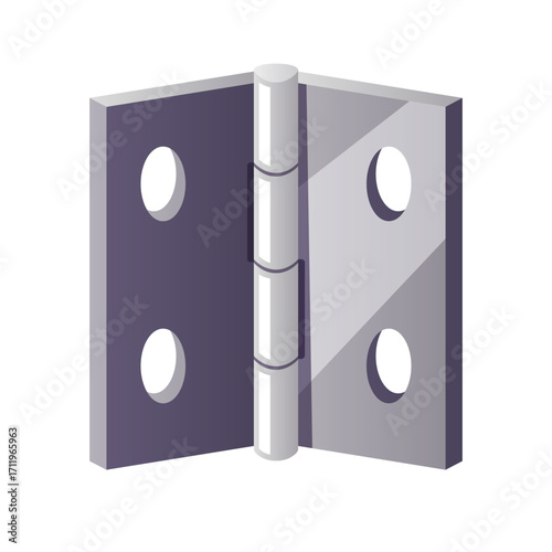 Metal hinge vector isolated illustration