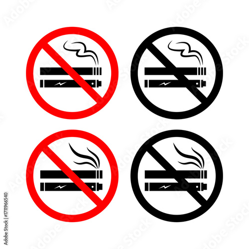 vector no smoking sign Not to vape combined symbol.  red and black. prohibition area to smoke. 