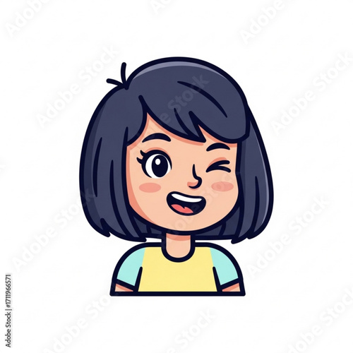 Illustration of cute cartoon girl winking