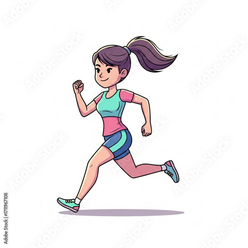 Illustration of young woman running for fitness