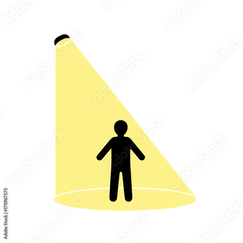 Person in Spotlight - Silhouette of a Figure Under Bright Light.