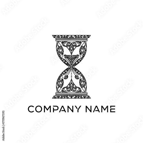 Ornate Hourglass Illustration - Time, History, and Vintage Design Concept.