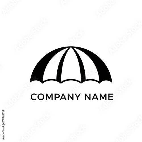 Stylized Umbrella Icon for Company Branding and Weather Protection Services.
