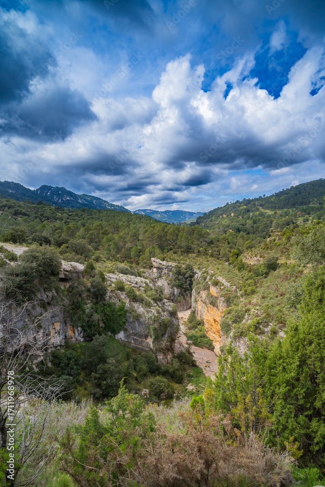 Fototapeta premium Ravine Els Estrets del Ballestar Trekking Path, Ballestar, La Tenencia de Benifasar Natural Park, Ballestar, Castellón, Comunidad Valenciana, Spain, Europe