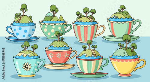 Whimsical Teacup Landscapes - Miniature Worlds in Cups.