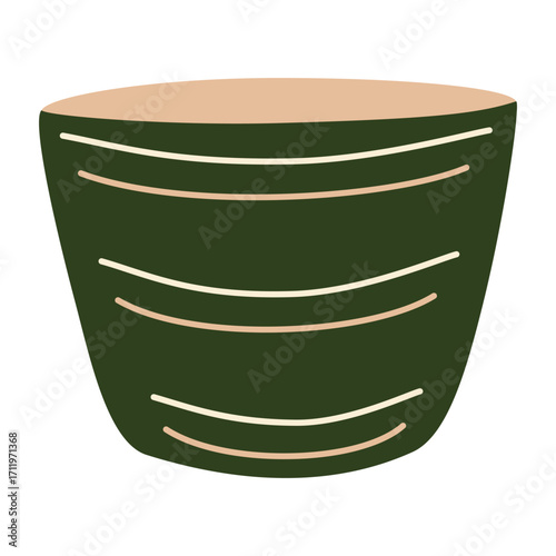 Wicker picnic empty basket, eco-friendly shopping box from a supermarket or farmer market, eco reusable grocery package, sustainable accessory. Vector illustration in flat style.