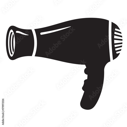 black and white silhouette of a hair dryer vector on a white background