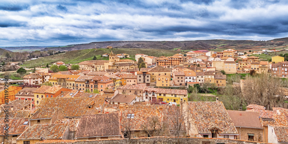 Fototapeta premium Town Panoramic View from the Castle, Molina de Aragón, Guadalajara, Castilla La Mancha, Spain, Europe