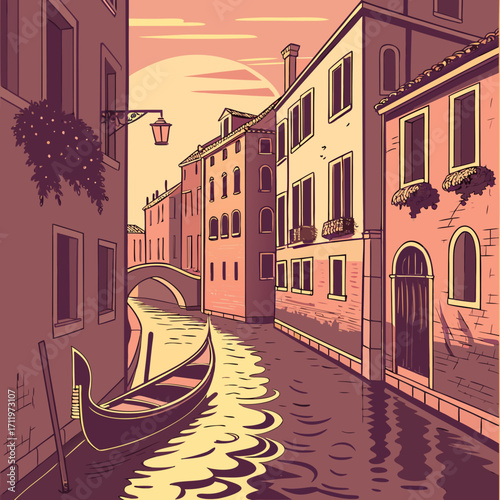 venice canal and houses